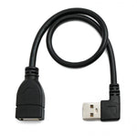USB 2.0 Kabel 30 cm Typ A Stecker zu Buchse Rechts Winkel in Schwarz | System-S