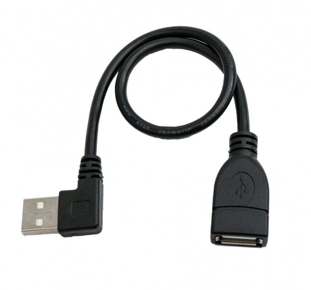 USB 2.0 Kabel 30 cm Typ A Stecker zu Buchse Winkel Links in Schwarz | System-S