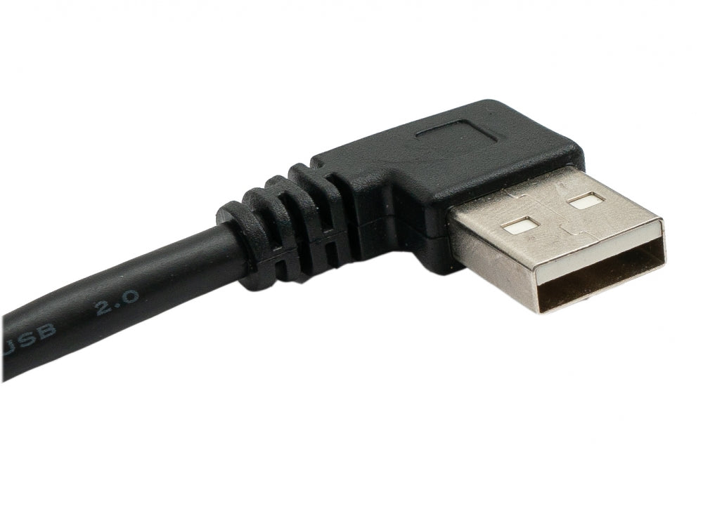 USB 2.0 Kabel 30 cm Typ A Stecker zu Buchse Winkel Links in Schwarz | System-S