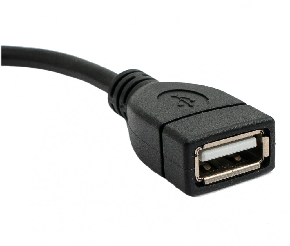 USB 2.0 Kabel 30 cm Typ A Stecker zu Buchse Winkel Links in Schwarz | System-S
