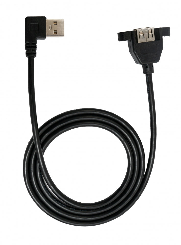 USB 2.0 Kabel 100 cm Typ A Buchse zu Stecker Schraube Winkel Schwarz | System-S