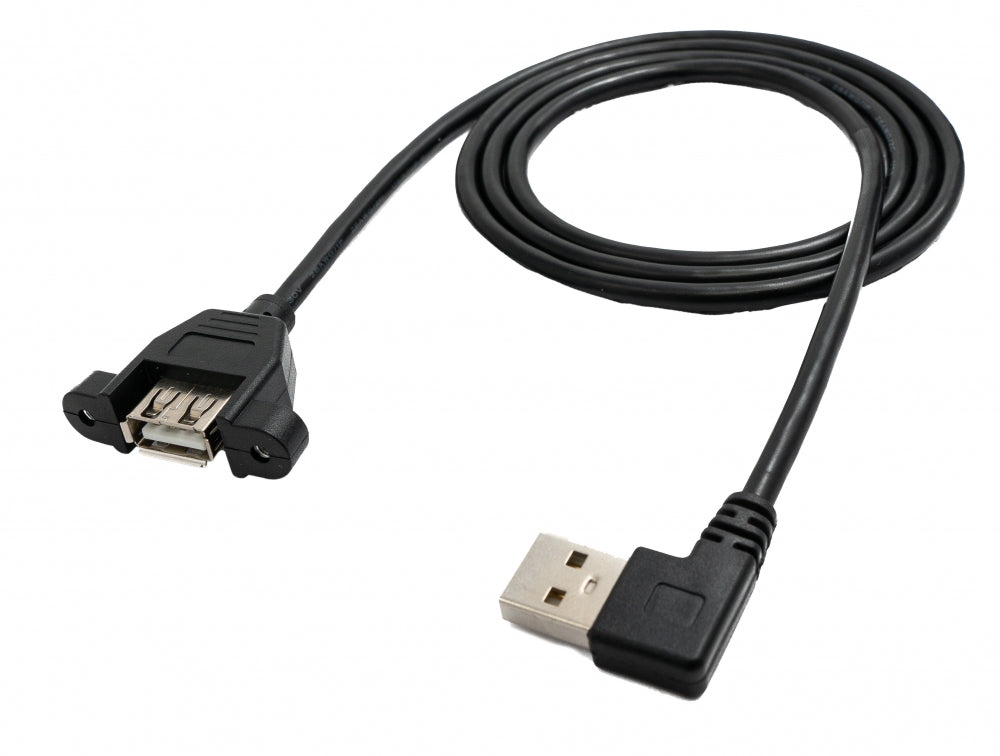 USB 2.0 Kabel 100 cm Typ A Buchse zu Stecker Schraube Winkel Schwarz | System-S