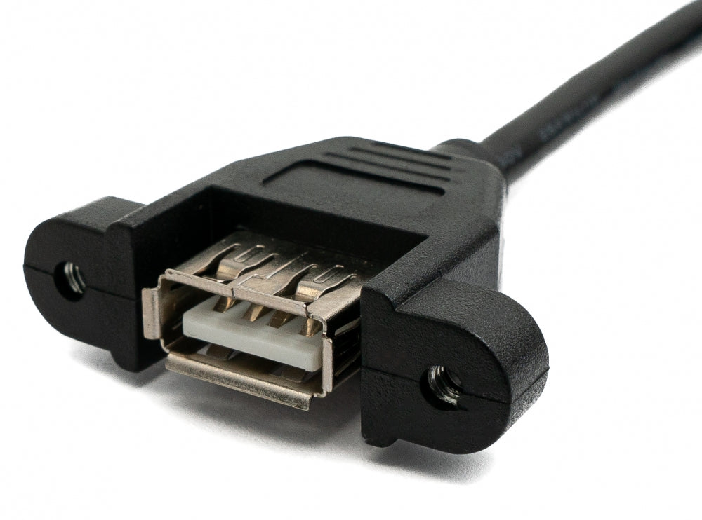 USB 2.0 Kabel 100 cm Typ A Buchse zu Stecker Schraube Winkel Schwarz | System-S