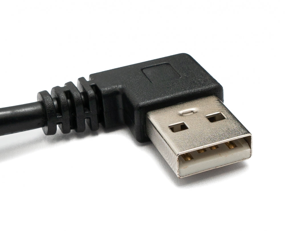 USB 2.0 Kabel 100 cm Typ A Buchse zu Stecker Schraube Winkel Schwarz | System-S