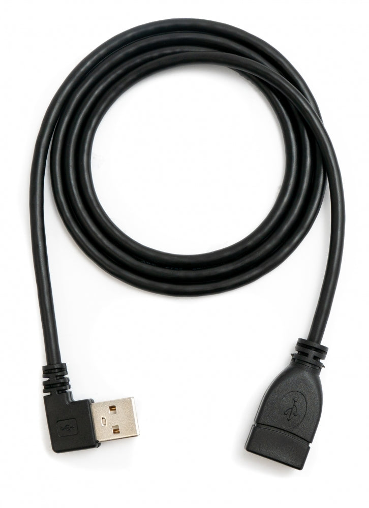 USB 2.0 Kabel 100 cm Typ A Stecker zu Buchse Winkel in Schwarz | System-S