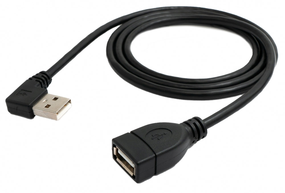 USB 2.0 Kabel 100 cm Typ A Stecker zu Buchse Winkel in Schwarz | System-S