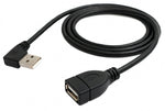 USB 2.0 Kabel 100 cm Typ A Stecker zu Buchse Winkel in Schwarz | System-S
