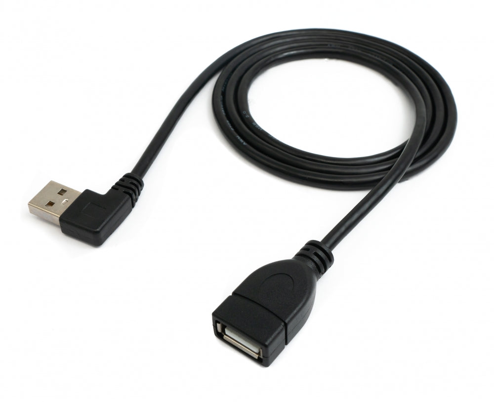 USB 2.0 Kabel 100 cm Typ A Stecker zu Buchse Winkel in Schwarz | System-S
