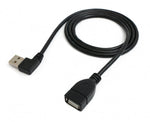 USB 2.0 Kabel 100 cm Typ A Stecker zu Buchse Winkel in Schwarz | System-S