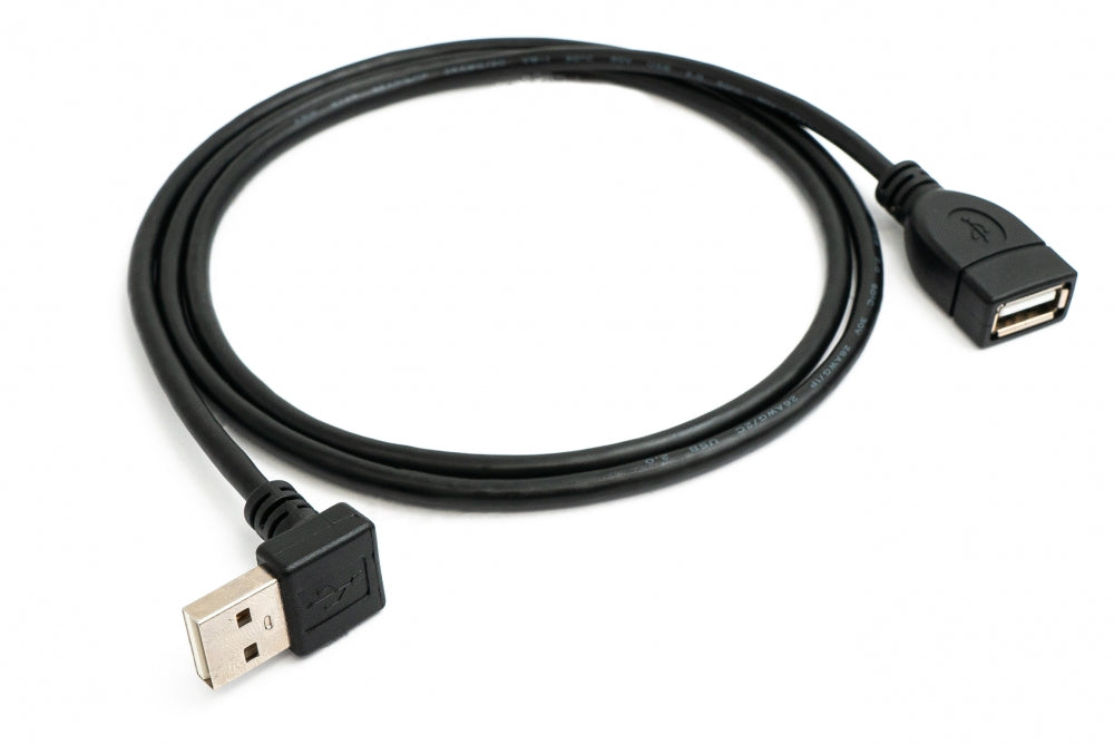 USB 2.0 Kabel 100 cm Typ A Stecker zu Buchse Winkel in Schwarz | System-S