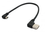 USB 2.0 Kabel 25 cm Typ A Stecker zu Mini USB Stecker Winkel in Schwarz | System-S