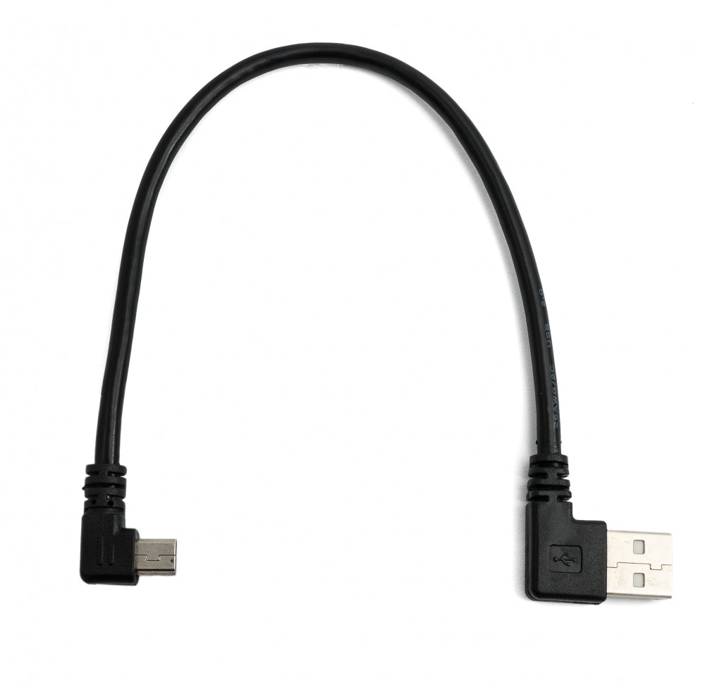 USB 2.0 Kabel 25 cm Typ A Stecker zu Mini USB Stecker Winkel in Schwarz | System-S