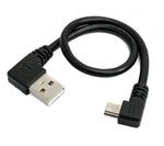 USB 2.0 Kabel 25 cm Typ A Stecker zu Mini USB Stecker Winkel in Schwarz | System-S