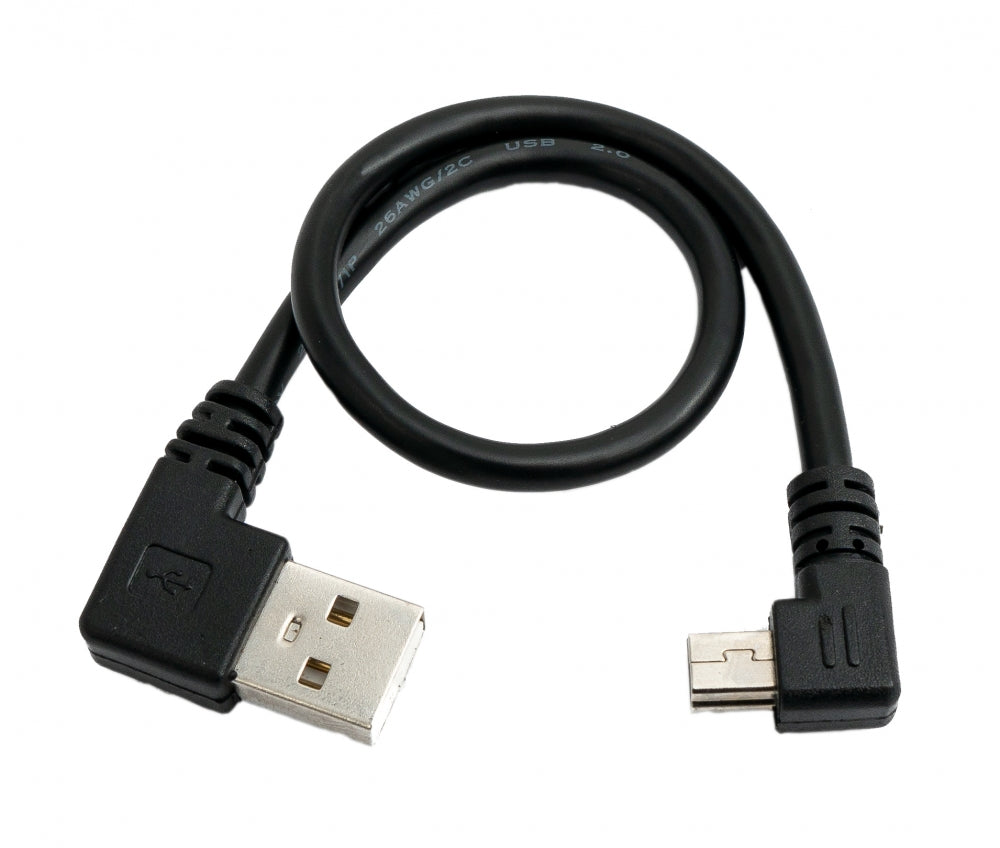 USB 2.0 Kabel 25 cm Typ A Stecker zu Mini USB Stecker Winkel in Schwarz | System-S