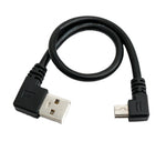 USB 2.0 Kabel 25 cm Typ A Stecker zu Mini USB Stecker Winkel in Schwarz | System-S