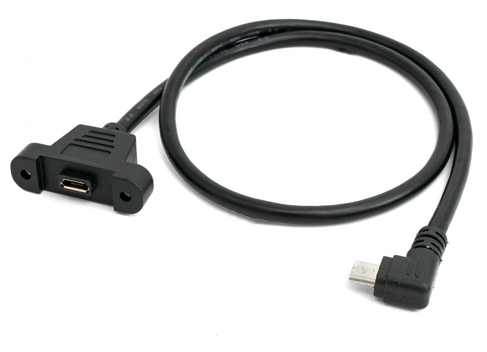 USB 2.0 Kabel 30 cm Micro B Buchse zu Stecker Schraube Winkel Panel Mount | System-S