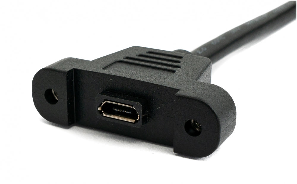 USB 2.0 Kabel 30 cm Micro B Buchse zu Stecker Schraube Winkel Panel Mount | System-S