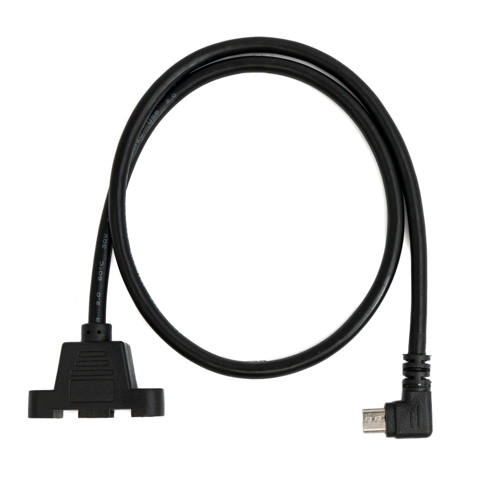 USB 2.0 Kabel 30 cm Micro B Buchse zu Stecker Schraube Winkel Panel Mount | System-S