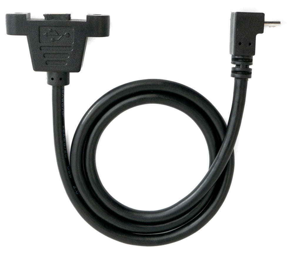 USB 2.0 Kabel 30 cm Micro B Buchse zu Stecker Schraube Winkel Schwarz | System-S
