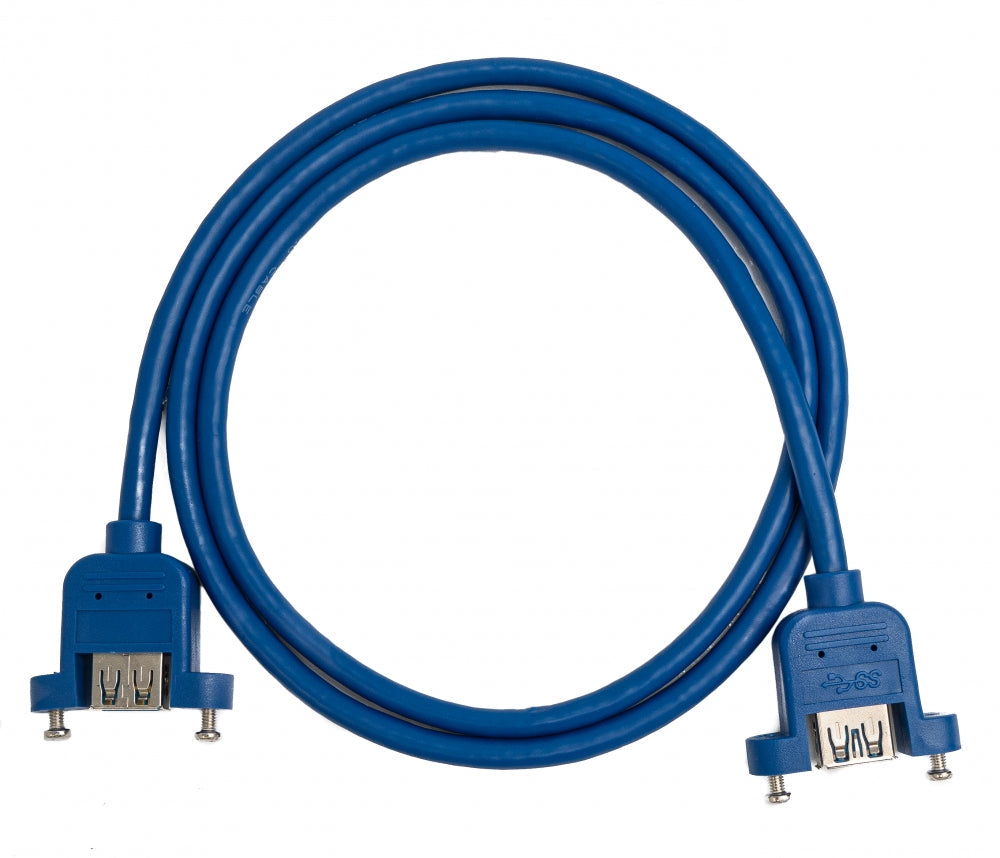 USB 3.0 Kabel 100 cm Typ A Buchse zu Buchse Schraube in Blau | System-S