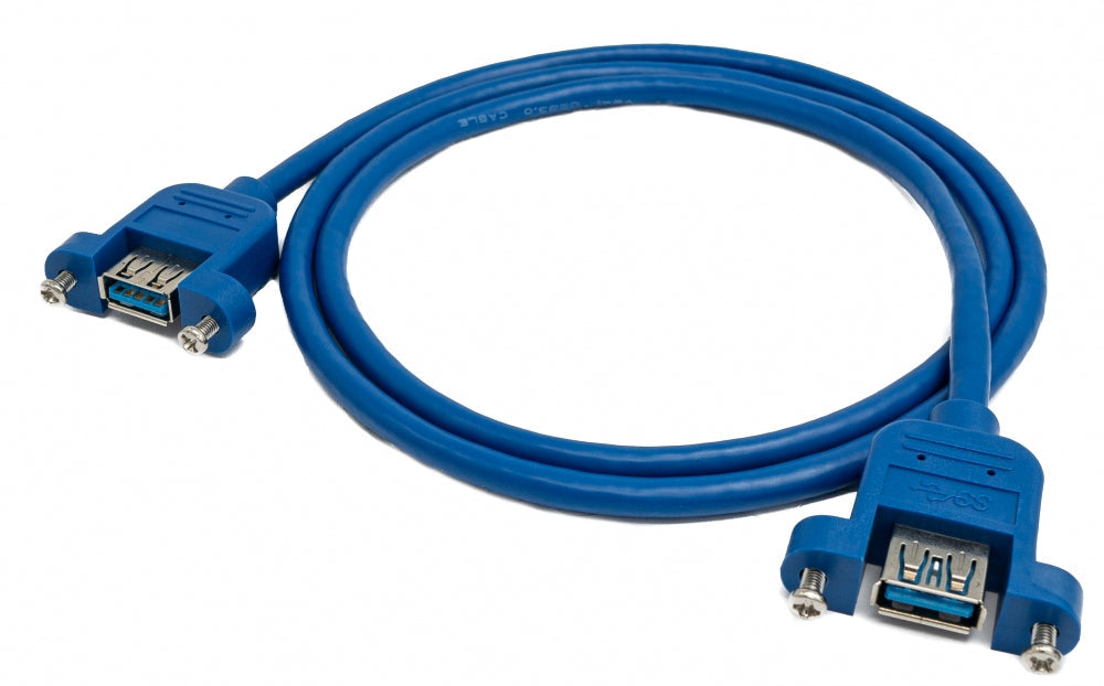 USB 3.0 Kabel 100 cm Typ A Buchse zu Buchse Schraube in Blau | System-S