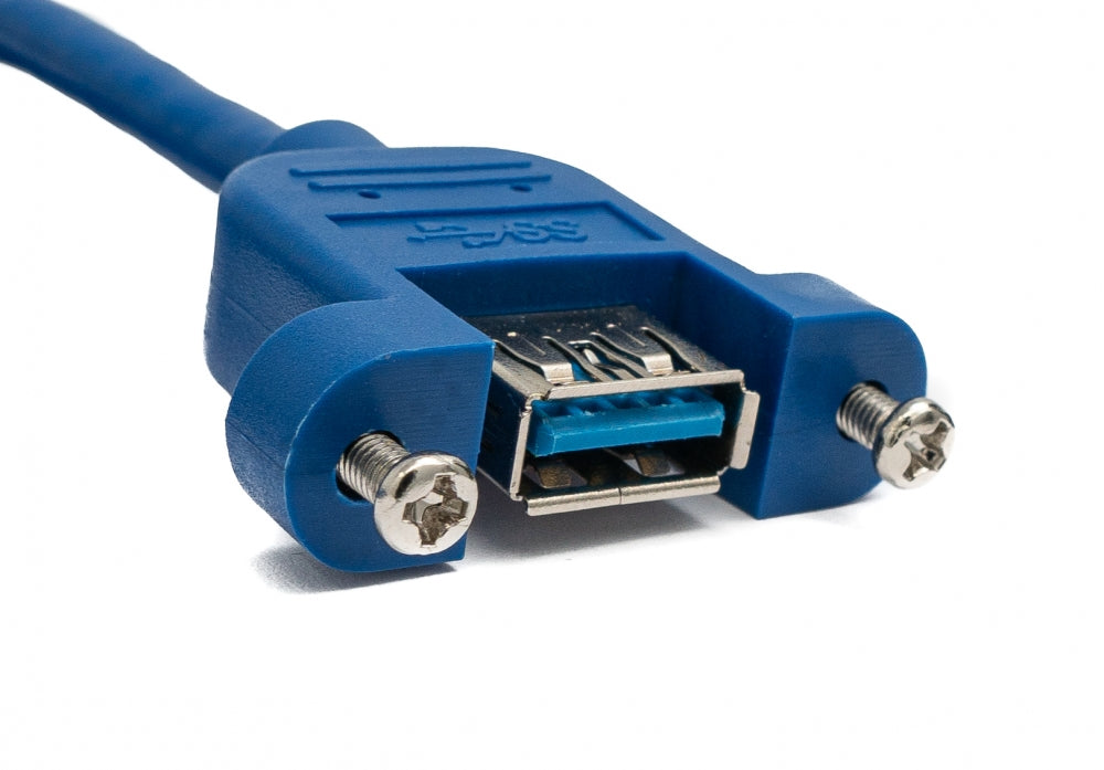 USB 3.0 Kabel 100 cm Typ A Buchse zu Buchse Schraube in Blau | System-S