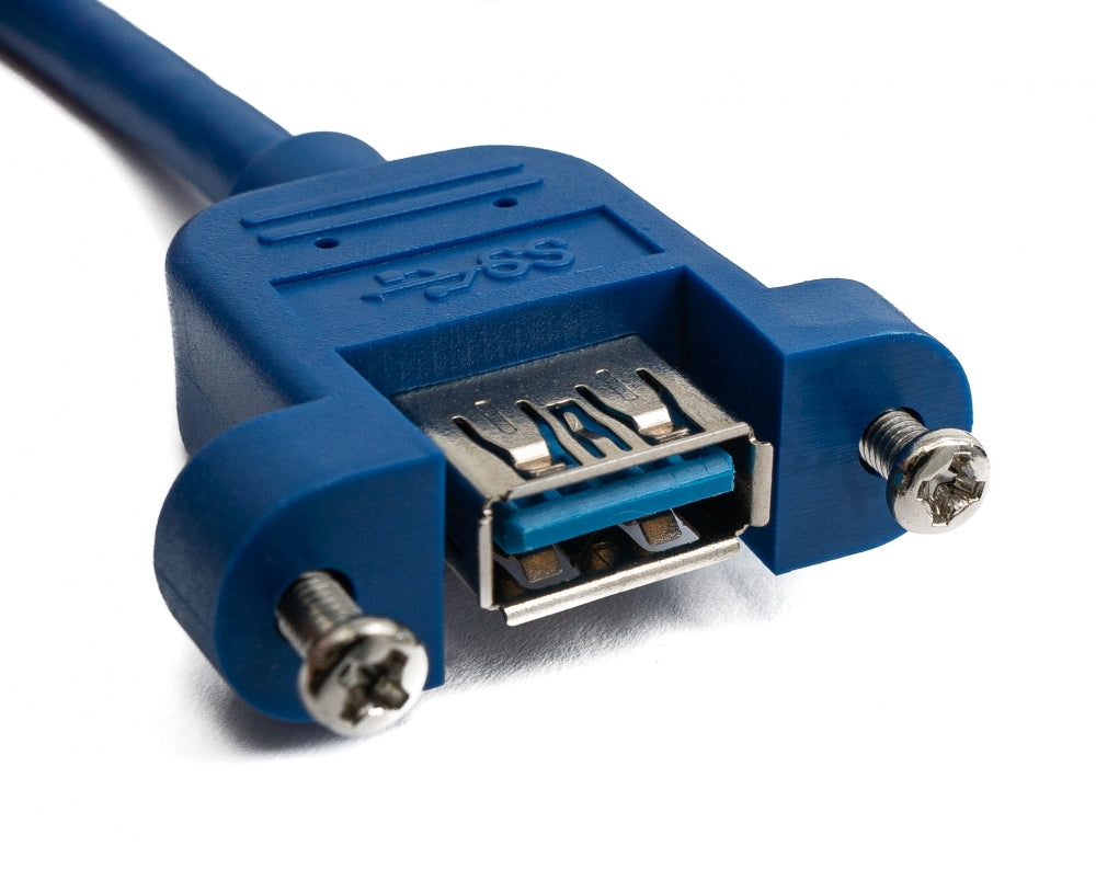 USB 3.0 Kabel 100 cm Typ A Buchse zu Buchse Schraube in Blau | System-S