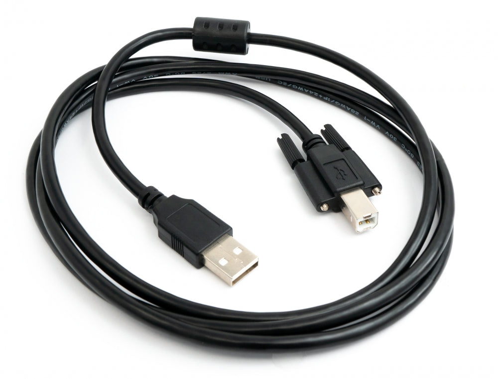USB 2.0 Kabel 150 cm Typ A Stecker zu B Stecker Schraube in Schwarz | System-S