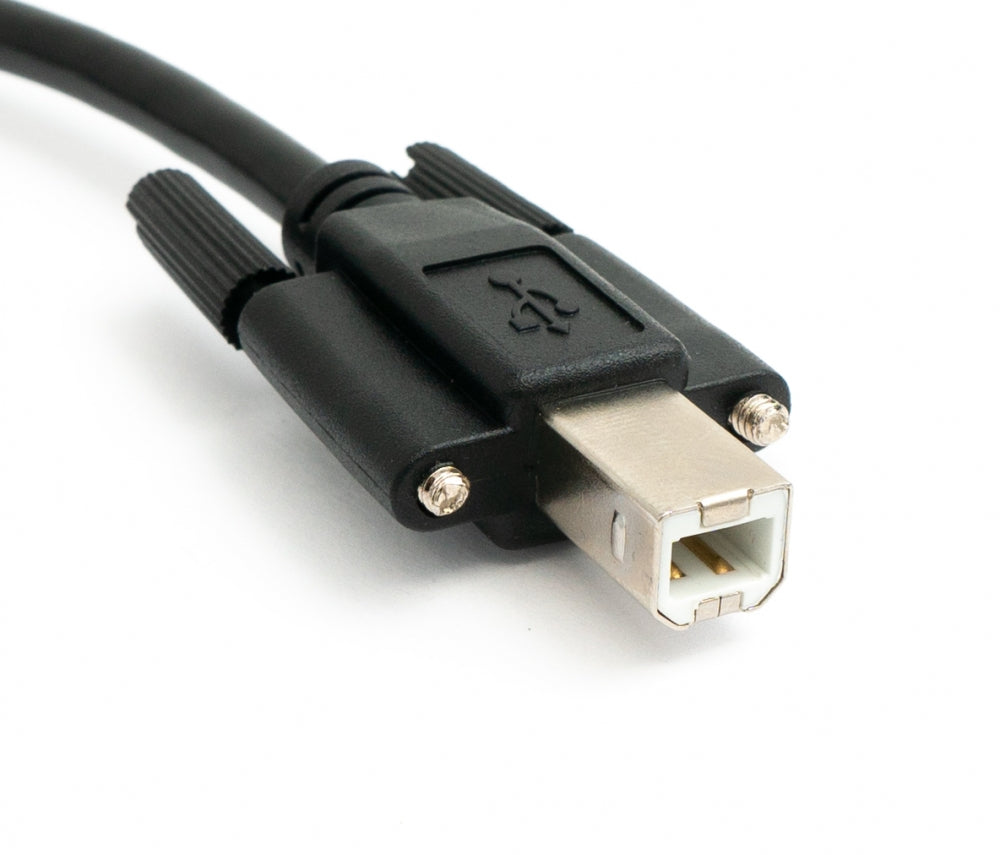 USB 2.0 Kabel 150 cm Typ A Stecker zu B Stecker Schraube in Schwarz | System-S