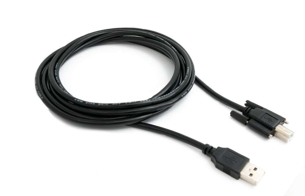 USB 2.0 Kabel 3 m Typ A Stecker zu B Stecker Schraube in Schwarz | System-S