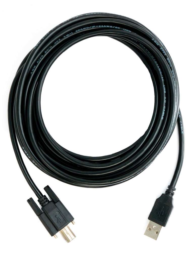 USB 2.0 Kabel 5 m Typ A Stecker zu B Stecker Schraube in Schwarz | System-S