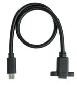 USB 2.0 Kabel 30 cm Micro B Stecker zu Buchse Schraube in Schwarz | System-S
