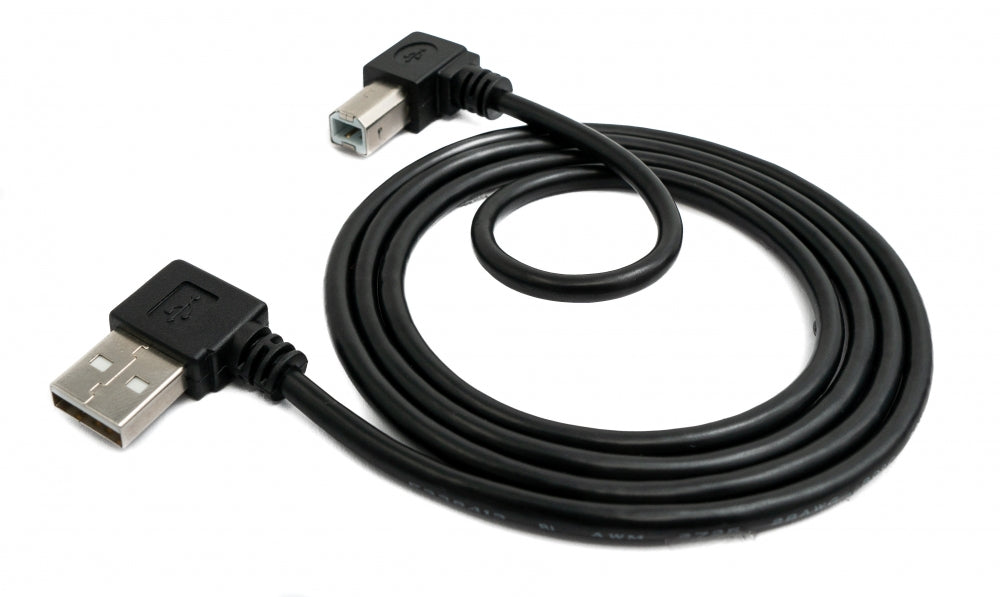USB 2.0 Kabel 50 cm Typ A Stecker zu B Stecker Winkel in Schwarz | System-S