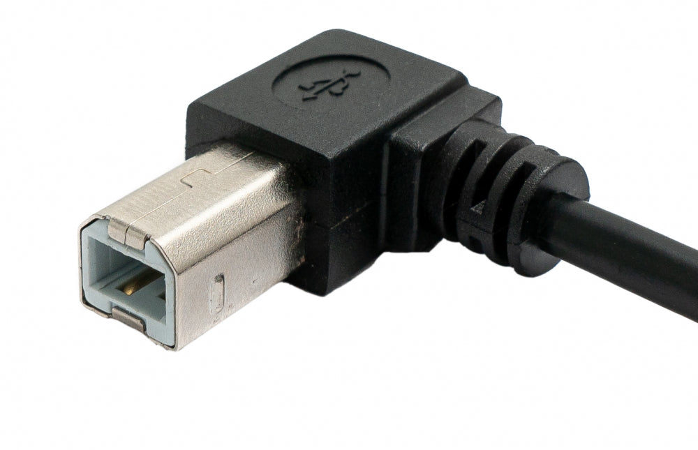 USB 2.0 Kabel 50 cm Typ A Stecker zu B Stecker Winkel in Schwarz | System-S