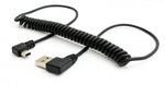 USB 2.0 Kabel 150 cm Typ A Stecker zu Mini B Stecker Spirale Winkel in Schwarz | System-S