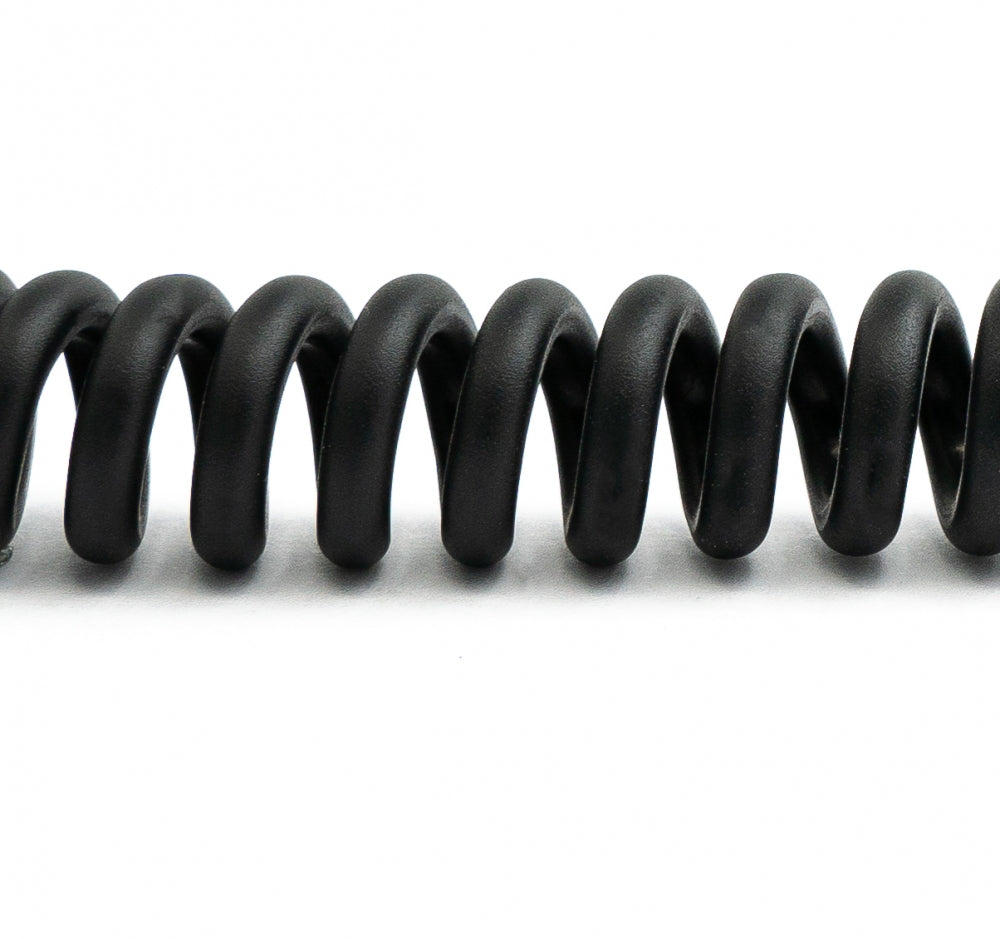 USB 2.0 Kabel 150 cm Typ A Stecker zu Mini B Stecker Spirale Winkel in Schwarz | System-S