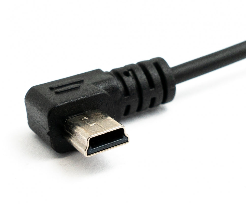 USB 2.0 Kabel 150 cm Typ A Stecker zu Mini B Stecker Spirale Winkel in Schwarz | System-S