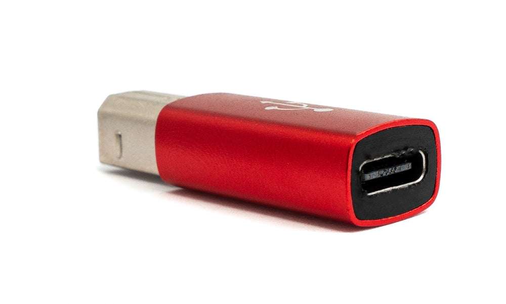 USB 3.1 MIDI Adapter Typ C Buchse zu 2.0 Typ B Stecker Kabel in Rot | System-S