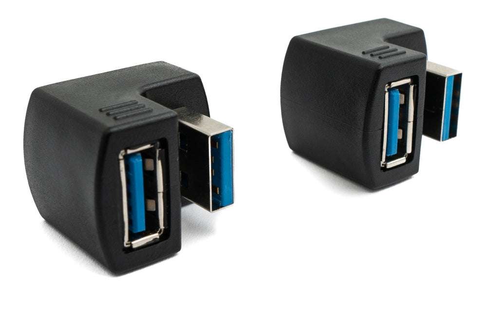 2x USB 3.0 180° Adapter Typ A Stecker zu Buchse Kabel in Schwarz | System-S