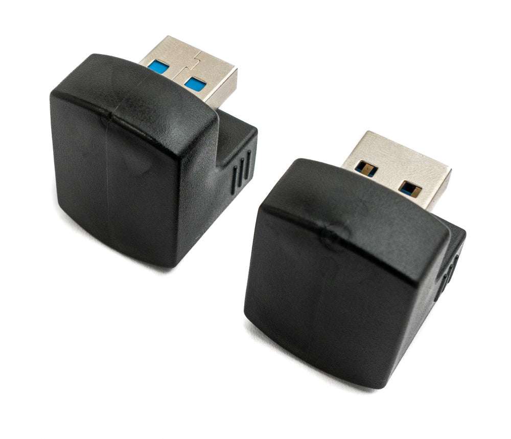 2x USB 3.0 180° Adapter Typ A Stecker zu Buchse Kabel in Schwarz | System-S
