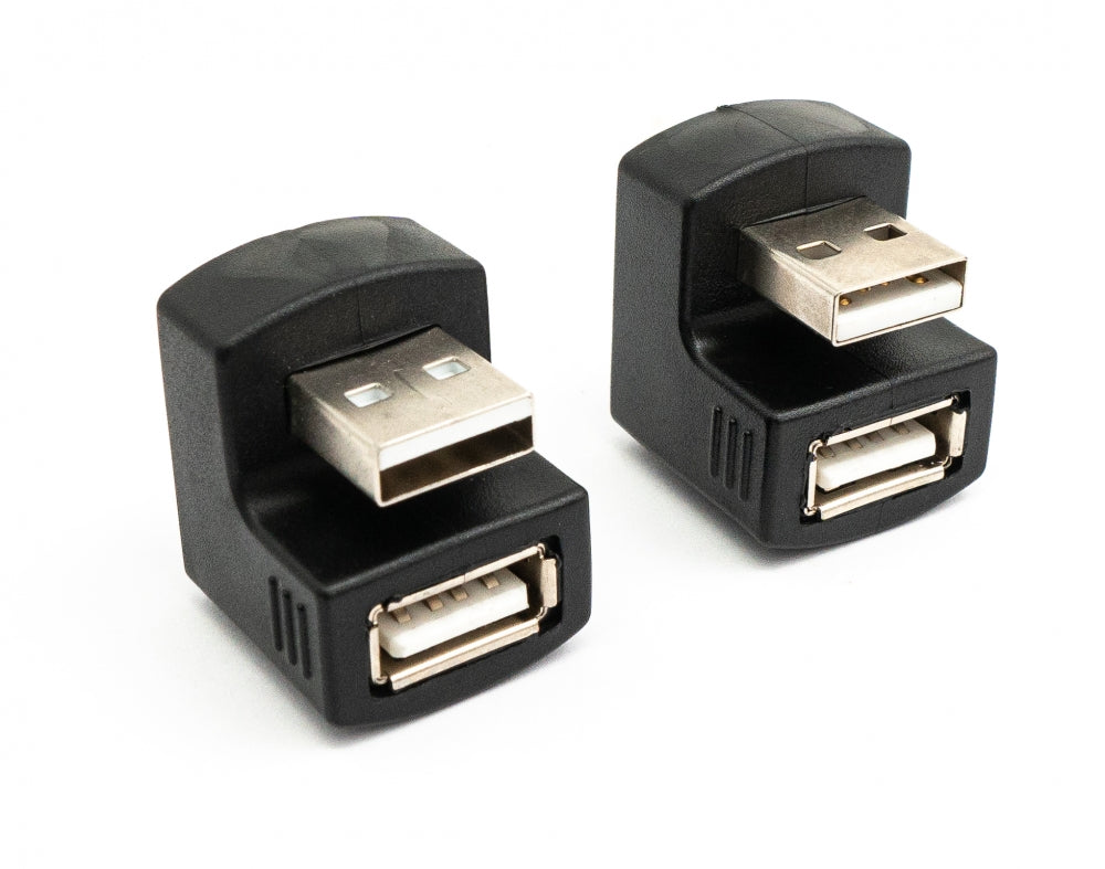 2x USB 2.0 180° Adapter Typ A Stecker zu Buchse Kabel in Schwarz | System-S