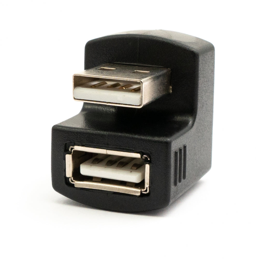 2x USB 2.0 180° Adapter Typ A Stecker zu Buchse Kabel in Schwarz | System-S