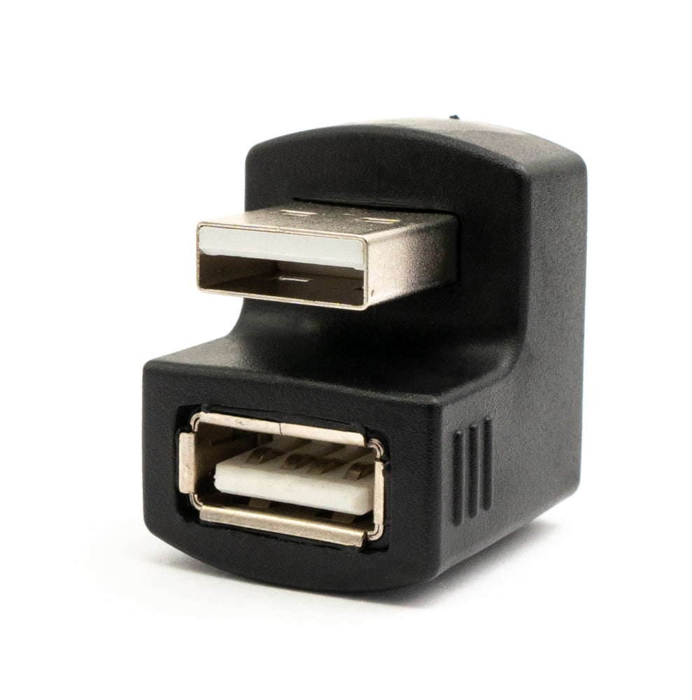 2x USB 2.0 180° Adapter Typ A Stecker zu Buchse Kabel in Schwarz | System-S
