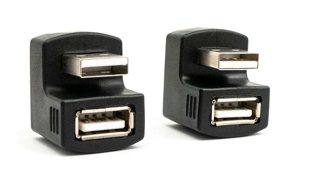 2x USB 2.0 180° Adapter Typ A Stecker zu Buchse Kabel in Schwarz | System-S