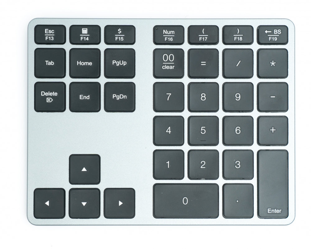 Numpad Bluetooth 3 2.4 GHz Ziffernblock Tastatur mit Akku USB in Grau | System-S
