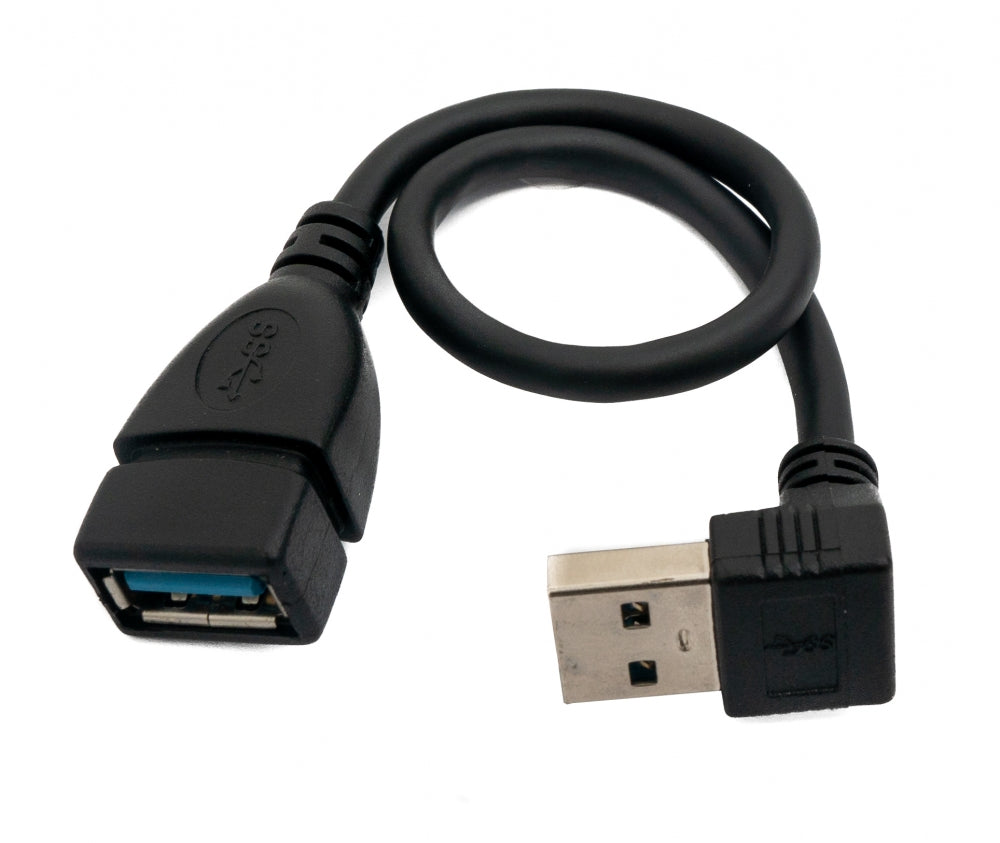 USB 3.0 Kabel 20 cm Typ A Stecker zu Buchse Winkel in Schwarz | System-S