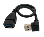 USB 3.0 Kabel 20 cm Typ A Stecker zu Buchse Winkel in Schwarz | System-S