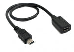 USB 3.1 Kabel 30 cm Typ C Buchse zu 2.0 Mini Stecker Adapter in Schwarz | System-S