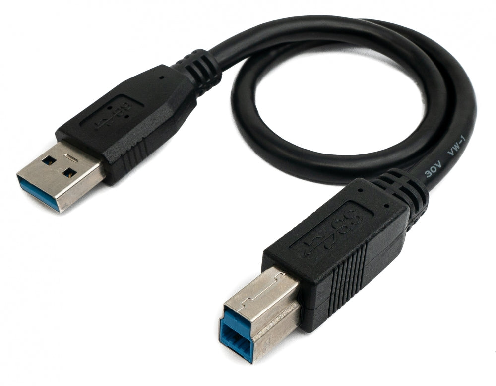 USB 3.0 Kabel 30 cm Typ B Stecker zu A Stecker in Schwarz | System-S
