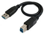 USB 3.0 Kabel 30 cm Typ B Stecker zu A Stecker in Schwarz | System-S